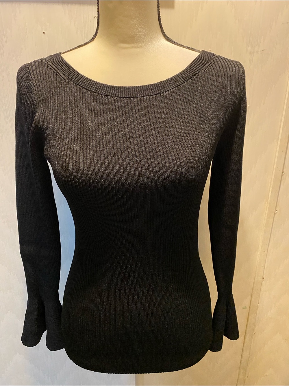 Michael Kors Black Slim Ribbed Long-Sleeve Sweater